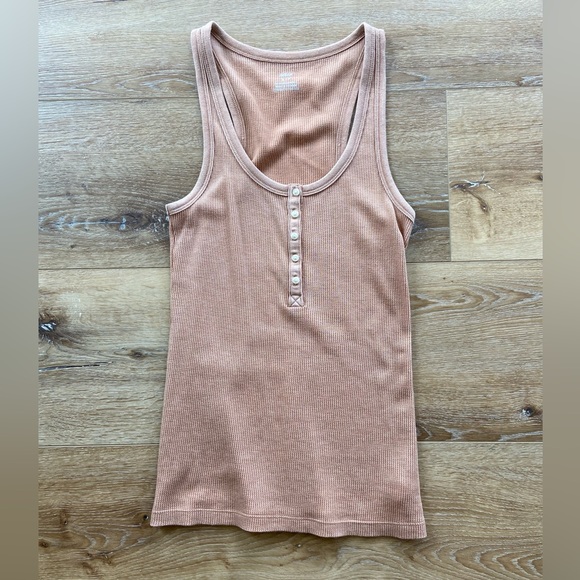 American Eagle Waffle Knit Button Tank - Picture 1 of 2